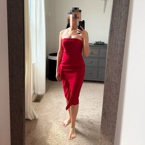 Black Halo Strapless Red Dress